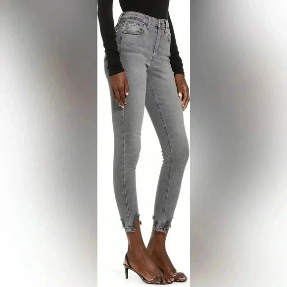 Topshop Jamie High  Rise Skinny Jeans Jagged Hem Cropped Ankle Grey Size 26 - Picture 3 of 15